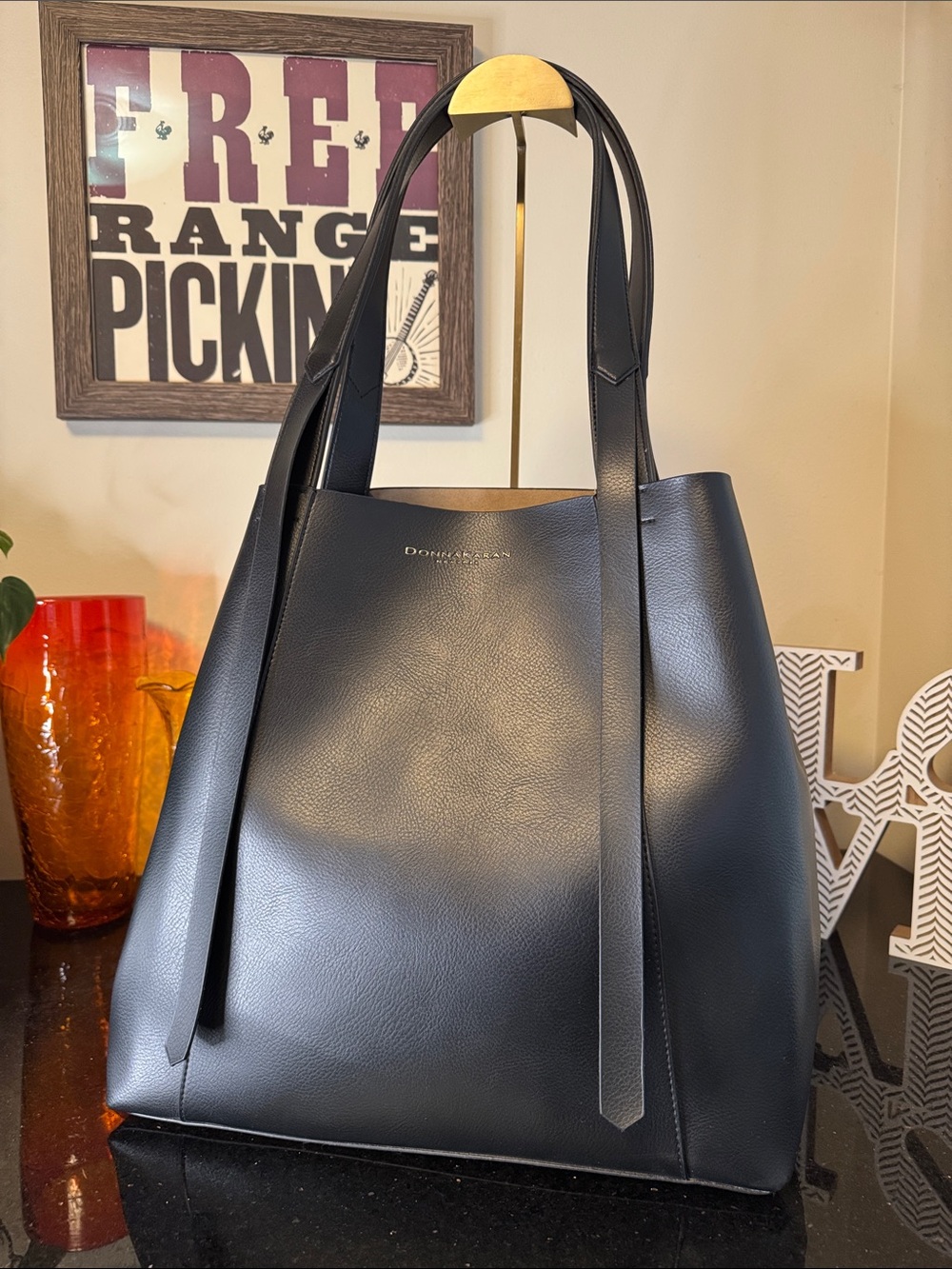 Donna Karan Black PVC Tote Bag